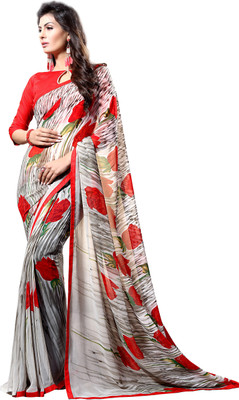 

Jiya Self Design, Printed Fashion Georgette Saree(Grey, Multicolor)