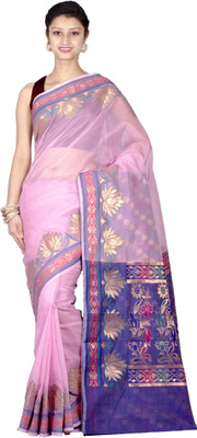 

Chandrakala Woven Banarasi Silk Cotton Blend Saree(Pink), Light pink