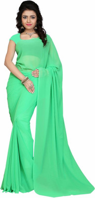 Surupta Solid Fashion Georgette Saree(Green), Sea green