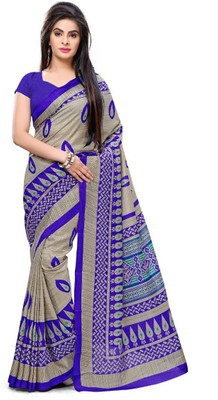 

Urban Vastra Floral Print Fashion Raw Silk Saree(Beige)
