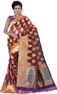 Fashiondeal Self Design Banarasi Banarasi Silk Saree(Brown)
