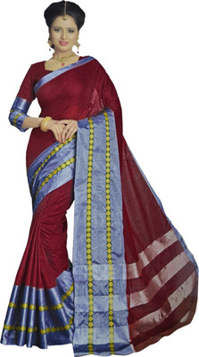 

Neshkaar Striped Bollywood Cotton Saree(Multicolor)