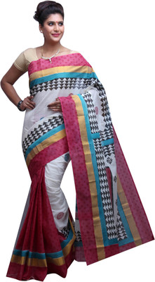 Darps Self Design Balarampuram Cotton Saree(Multicolor), Cream