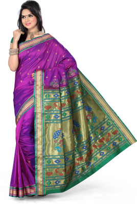 

Ishin Solid Fashion Art Silk Saree(Purple)