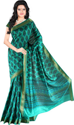 

Roopkala Silks Printed Fashion Silk Saree(Green)