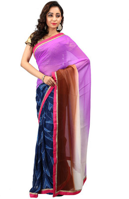 

Hawai Printed Daily Wear Georgette Saree(Multicolor), Blue-brown