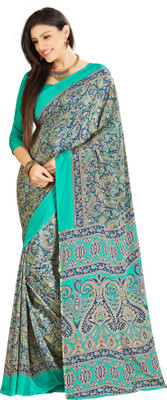 

Khoobee Printed Fashion Crepe Saree(Green, Blue), Blue;green