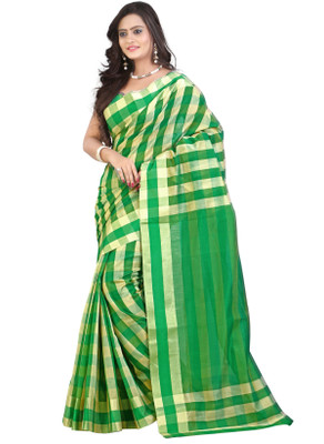 

Mimosa Printed Banarasi Handloom Cotton Saree(Green