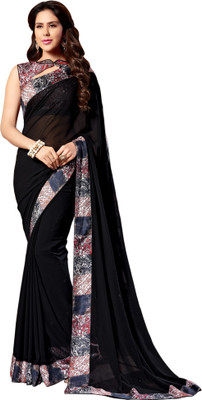 

Jiya Self Design Fashion Georgette Saree(Black)