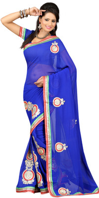 

Ansu Fashion Self Design Fashion Georgette Saree(Blue)