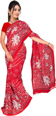 

Jiya Self Design, Printed Fashion Georgette Saree(Red, Multicolor), Multicolor;red
