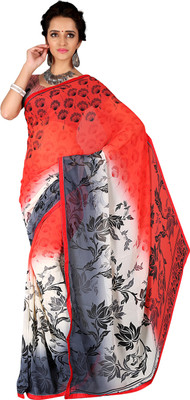 

Khoobee Self Design, Printed Fashion Georgette Saree(Red, Multicolor), Multicolor;red