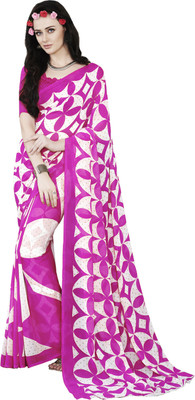 Parisha Printed Fashion Georgette Saree(Pink, Beige), Beige;pink