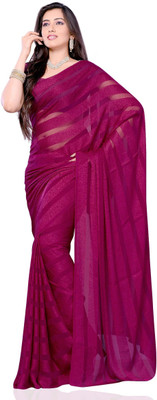 

JTInternational Geometric Print Fashion Georgette, Jacquard Saree(Pink), Wine