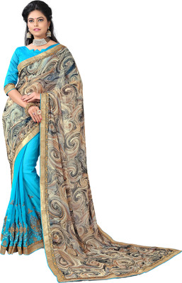 

Khoobee Self Design, Embroidered Fashion Georgette Saree(Light Blue, Multicolor)