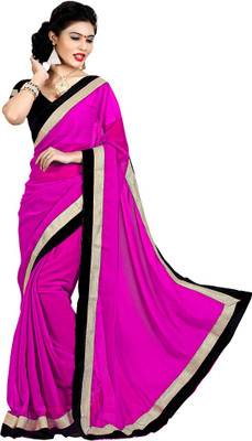 

Party Wear Dresses Solid Fashion Chiffon Saree(Pink)