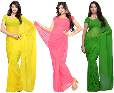 

Multi Retail Solid Bollywood Georgette Saree(Pack of 3, Multicolor)