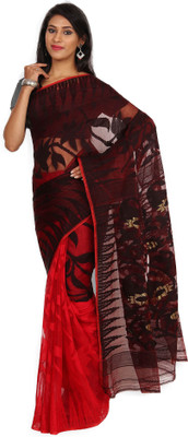 

Kasturi-B Swadeshi Karigari Woven Daily Wear Cotton Saree(Red, Black), Black;red