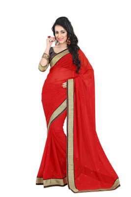 

Brijraj Embellished Fashion Georgette Saree(Red)