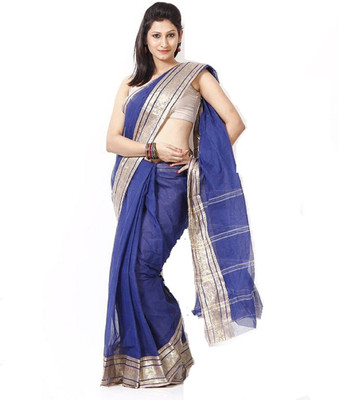 

Purabi Woven Tant Handloom Cotton Saree(Light Blue