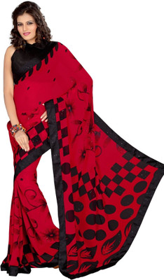 

Cenizas Printed Fashion Georgette Saree(Red)
