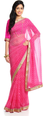 

Soch Striped Leheria Chiffon Saree(Pink)