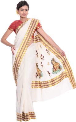 

Darps Self Design Balarampuram Cotton Saree(Multicolor), Cream