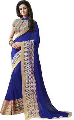 

onlinefayda Embroidered Fashion Georgette Saree(Dark Blue)