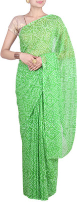 

Aaradhya Fashion Self Design Bandhani Georgette Saree(Light Green), Parrot green