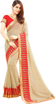 

Brijraj Embellished Fashion Chiffon Saree(Beige, Red)