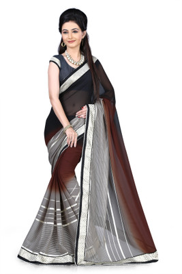 

Indianbeauty Self Design, Printed Bollywood Georgette Saree(Grey)