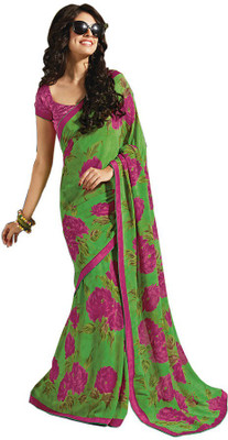 

Party Wear Dresses Printed Fashion Pure Chiffon Saree(Blue)