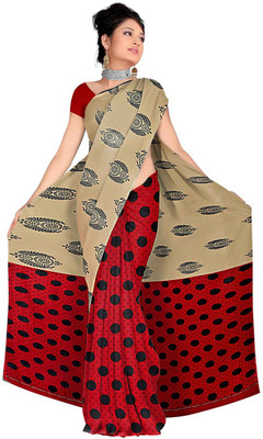 

Lovelylook Printed Fashion Georgette Saree(Multicolor), Beige & red