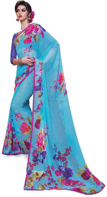 

RIDHAM SAREES Floral Print Daily Wear Georgette Saree(Multicolor)