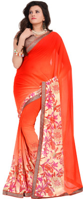 

Jiya Self Design, Printed Fashion Georgette Saree(Orange, Multicolor), Multicolor;orange