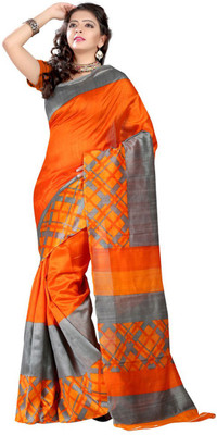 

Party Wear Dresses Printed Fashion Art Silk Saree(Orange)