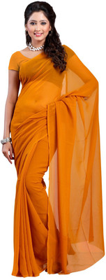 

Surupta Solid Daily Wear Chiffon Saree(Orange), Lightest orange