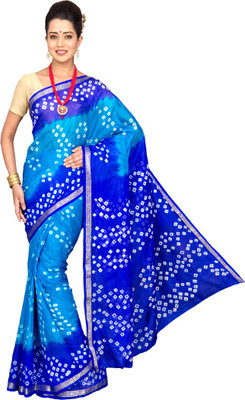 

Pavechas Printed Bandhani Chiffon Saree(Blue