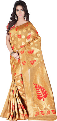 

Weavedeal Embellished Kanjivaram Silk Cotton Blend Saree(Gold)