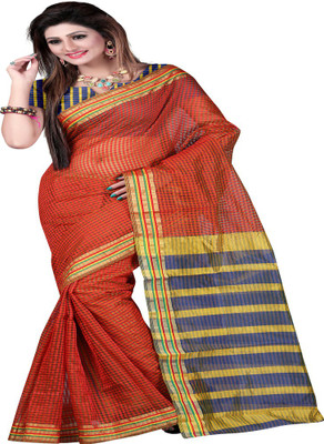 

Ansu Fashion Printed Daily Wear Cotton Linen Blend Saree(Red)