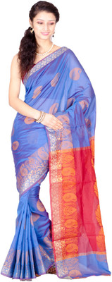 

Chandrakala Self Design Banarasi Cotton Saree(Multicolor), Blue