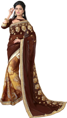

Manthan Embroidered Daily Wear Georgette Saree(Pack of 2, Brown, Multicolor)