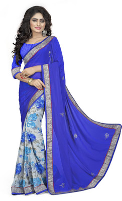 

SHREE OM VALLABH Self Design Banarasi Georgette Saree(Blue)