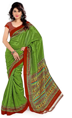 

Cenizas Solid Fashion Art Silk Saree(Green)