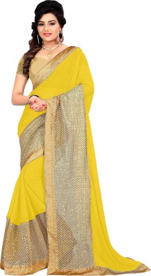 

Khoobee Self Design, Embroidered, Embellished Fashion Chiffon, Net Saree(Beige, Yellow)