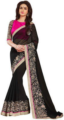 

Parisha Embroidered Fashion Georgette Saree(Black)