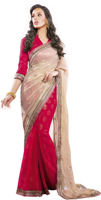 

Vishal Self Design Bollywood Chiffon, Georgette Saree(Red)