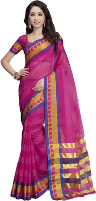 

M.S.Retail Solid Fashion Cotton Saree(Pink)