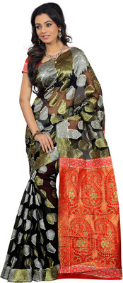 

It's Banii Woven Banarasi Handloom Banarasi Silk Saree(Black)