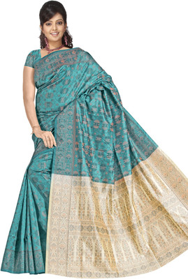 

JagannathSaree Self Design Fashion Silk Saree(Light Blue, White)